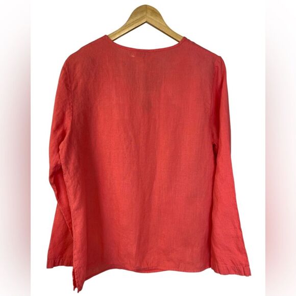 Talbots Coral Long Sleeve 100% Irish Linen Top Size L - Picture 6 of 8